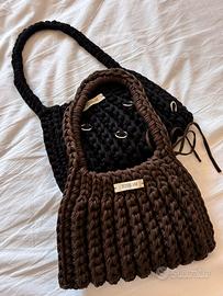 borsa uncinetto - marrone cioccolato