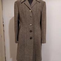 Cappotto donna spigato beige e nero Made in Italy