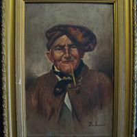 Antico dipinto Enrico De Luise olio su tavoletta