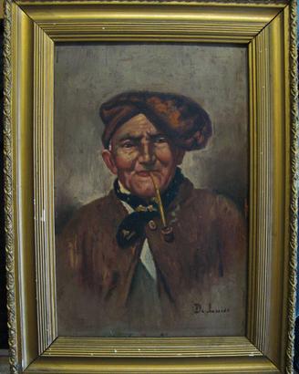 Antico dipinto Enrico De Luise olio su tavoletta