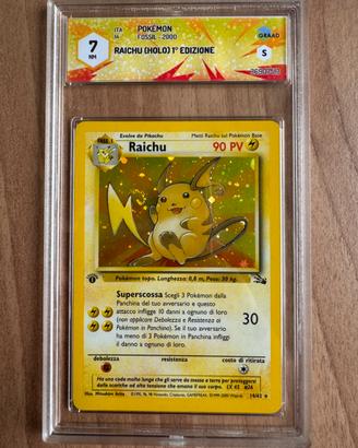 Pokémon Raichu Holo 1 Ed. Fossil ITA GRAAD 7