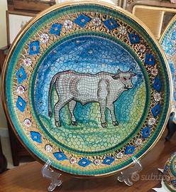 Piatto stile bizantino oro zecchino Deruta Sambuco