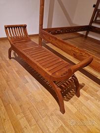 Chaise longue in teak massello– etnico artigianale