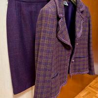 Tailleur viola scozzese con gonna melange T 46