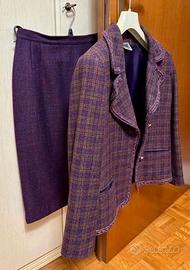 Tailleur viola scozzese con gonna melange T 46