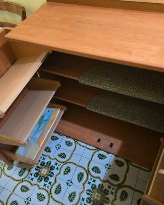 Scarpiera in legno con specchio 