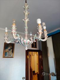 lampadario vintage in porcellana 