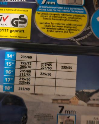 Catene da neve a spazio ridotto