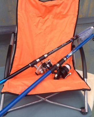 CANNE DA PESCA CARPELAN-ASTRA+MULINELLI+SEDIA