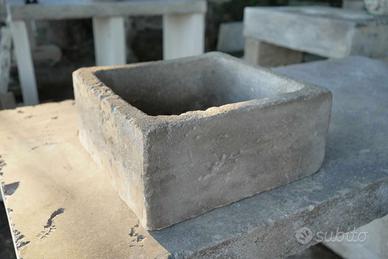 Lavabo squadro in pietra anticata 40x40x18