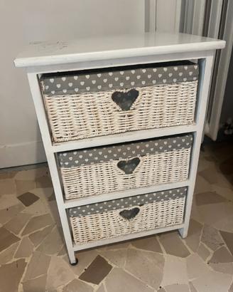 Cassettiera comodino shabby