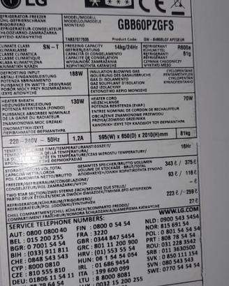 Ricambi frigorifero combinato LG