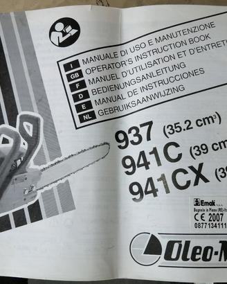 manuale uso e manutenzione motosega Oleo-Mac