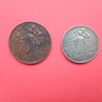 Coppia monete Cinquantenario Unità d'Italia 1911