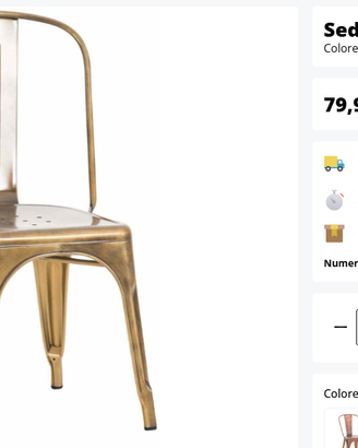 Coppia sedie in ferro Benedict color oro/bronzo