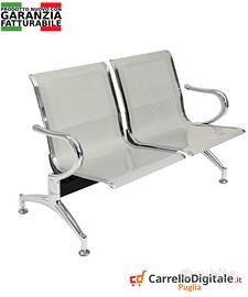Sedie da attesa in acciaio – NUOVE – 2 posti