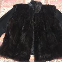 GIACCA VISONE CON MANICHE IN PELLE SCAMOSCIATA