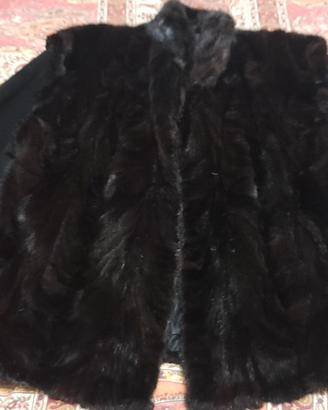 GIACCA VISONE CON MANICHE IN PELLE SCAMOSCIATA