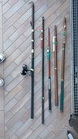 canne da pesca mulinelli e valigetta con accessori