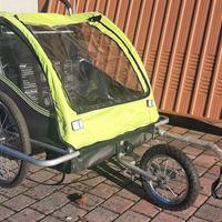 rimorchio per bici e passeggino 2 posti 