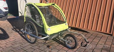 rimorchio per bici e passeggino 2 posti 