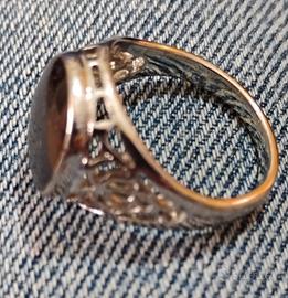 Anello in Argento sterling con ambra marrone 