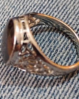 Anello in Argento sterling con ambra marrone 