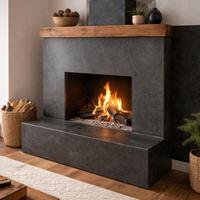 Camino 100 cm con rivestimento in pietra lavica