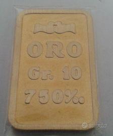 Lingottino Oro 18 carati 10 grammi