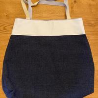 Borsa in tela di cotone blu NUOVA