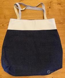 Borsa in tela di cotone blu NUOVA