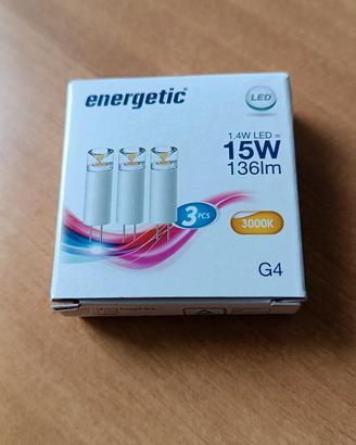 3 Lampadine LED G4 1,4W = 15W 136lm 3000K Nuove


