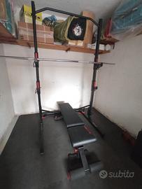 Rack completo di panca e attrezzatura varia 