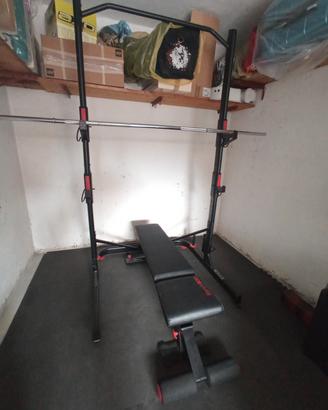 Rack completo di panca e attrezzatura varia 