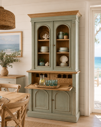 Bookcase vetrina libreria in legno naturale