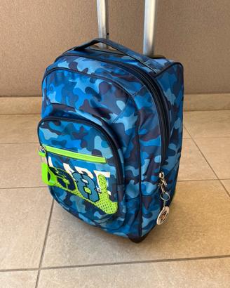 Zaino trolley scuola seven SJ gang blu mimetico