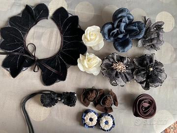 Lotto accessori fiori colletto papillon merceria