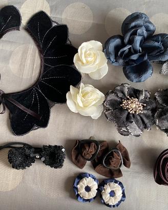 Lotto accessori fiori colletto papillon merceria