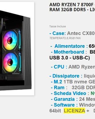 NUOVO Super PC Gaming 32GB + NVIDIA RTX 5070 12GB