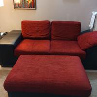 Divano 2 posti con chaise longue in alcantara/pell