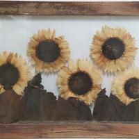 Quadro in legno con girasoli