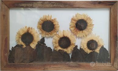 Quadro in legno con girasoli