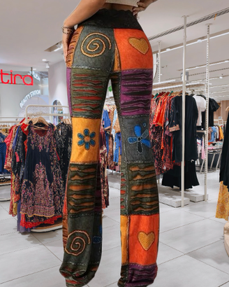 Pantaloni a Zampa Da Donna Con Bordo in Pizzo