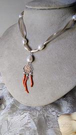 girocollo corallo e perle