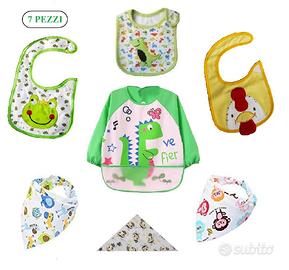 NUOVI7 pezzi bavaglini impermeaB.+unisex+bandana