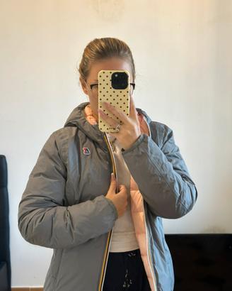 Giubbotto k-way reversibile rosa grigio nuovo