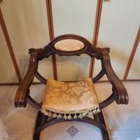 Sedia legno vintage tipo SAVONAROLA restaurata