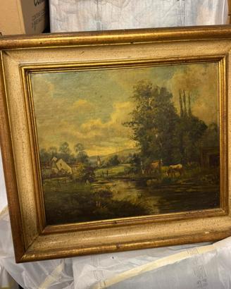 Quadro d'epoca olio su tela Paesaggio primi 900