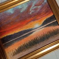 Quadro dipinto a mano con cornice dorata 