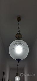 Coppia di lampadari vintage ottone brunito